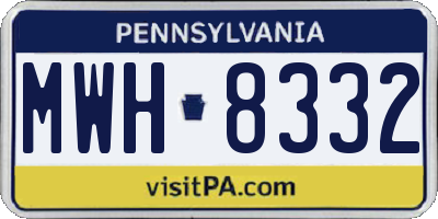 PA license plate MWH8332