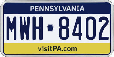 PA license plate MWH8402