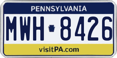 PA license plate MWH8426