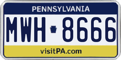PA license plate MWH8666