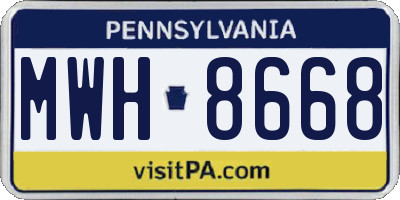 PA license plate MWH8668