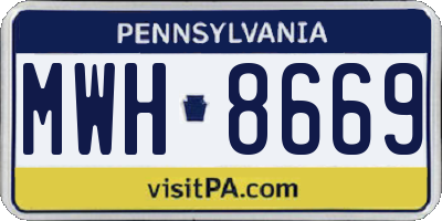 PA license plate MWH8669