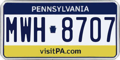 PA license plate MWH8707