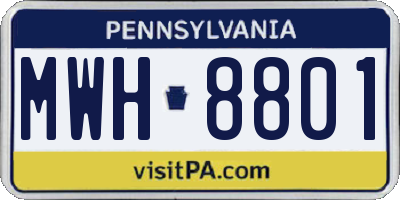 PA license plate MWH8801