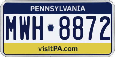 PA license plate MWH8872
