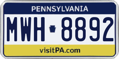 PA license plate MWH8892