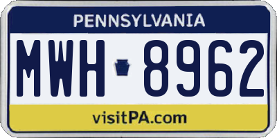 PA license plate MWH8962