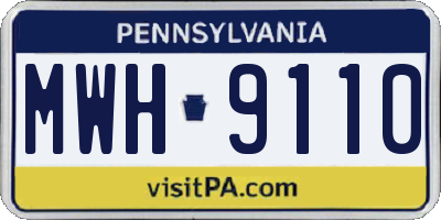 PA license plate MWH9110