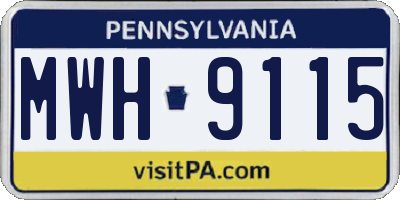 PA license plate MWH9115