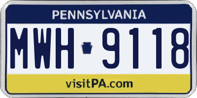 PA license plate MWH9118