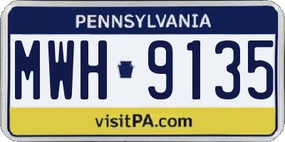 PA license plate MWH9135