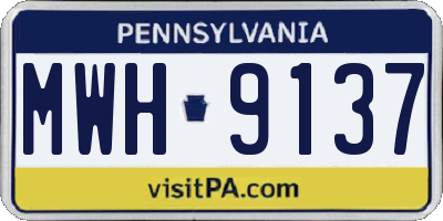 PA license plate MWH9137