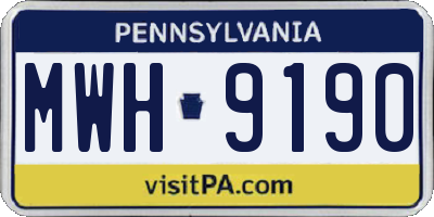 PA license plate MWH9190