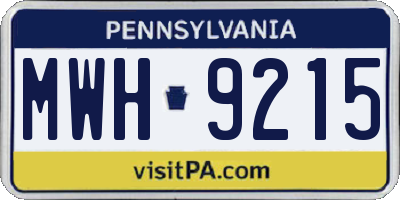 PA license plate MWH9215