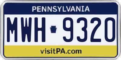 PA license plate MWH9320