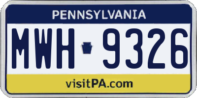 PA license plate MWH9326