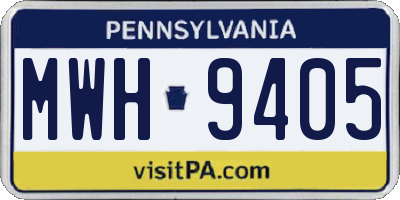 PA license plate MWH9405