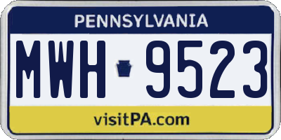 PA license plate MWH9523