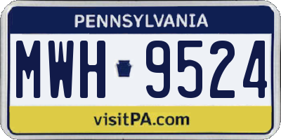 PA license plate MWH9524