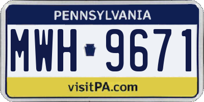 PA license plate MWH9671