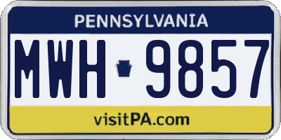 PA license plate MWH9857