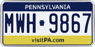PA license plate MWH9867