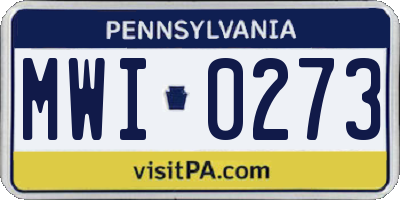 PA license plate MWI0273