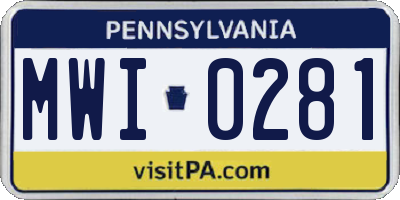 PA license plate MWI0281