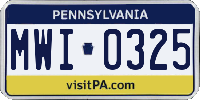 PA license plate MWI0325