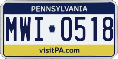 PA license plate MWI0518