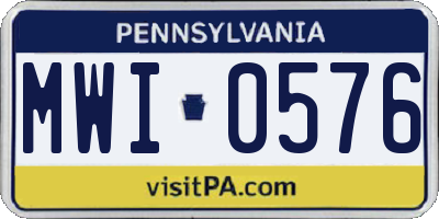 PA license plate MWI0576
