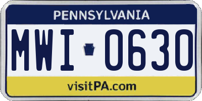 PA license plate MWI0630