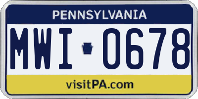 PA license plate MWI0678