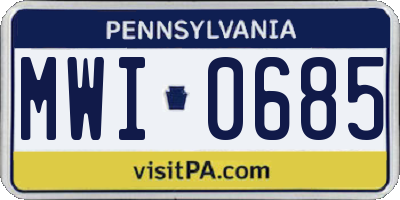 PA license plate MWI0685