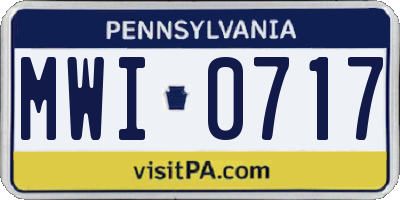 PA license plate MWI0717
