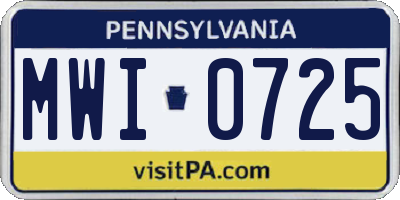 PA license plate MWI0725
