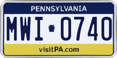 PA license plate MWI0740
