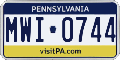 PA license plate MWI0744