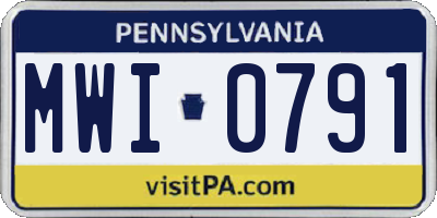 PA license plate MWI0791