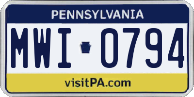 PA license plate MWI0794