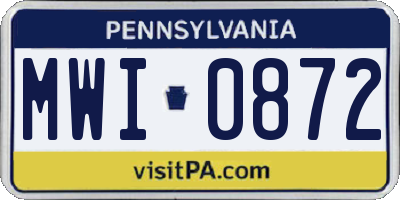 PA license plate MWI0872