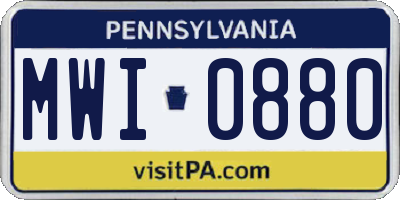PA license plate MWI0880