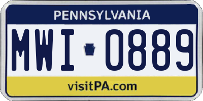 PA license plate MWI0889