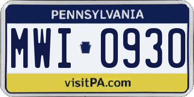 PA license plate MWI0930