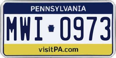 PA license plate MWI0973
