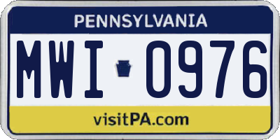 PA license plate MWI0976