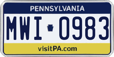 PA license plate MWI0983