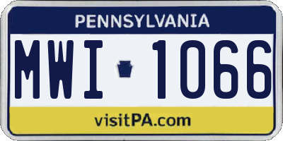 PA license plate MWI1066