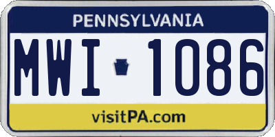 PA license plate MWI1086