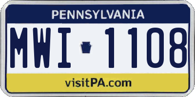 PA license plate MWI1108